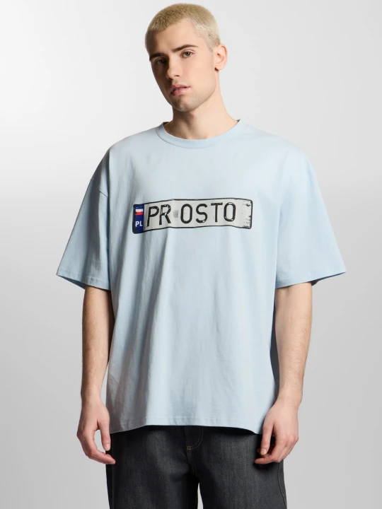 Zdjęcie produktu Plates t-shirt boxy męski bawełniany niebieski Klasyk
