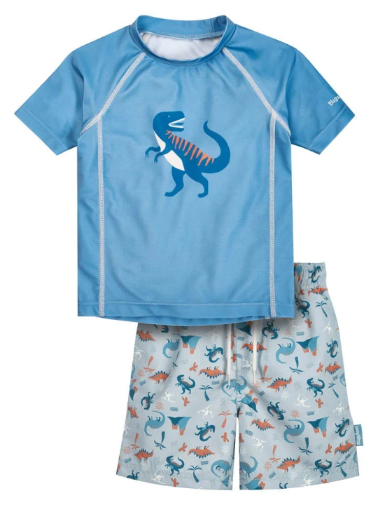 Zdjęcie produktu Playshoes 2-częściowy zestaw kąpielowy "Dino" w kolorze niebieskim rozmiar: 122/128