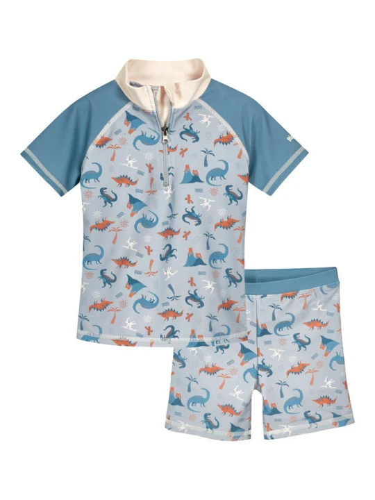 Zdjęcie produktu Playshoes 2-częściowy zestaw kąpielowy "Dino" w kolorze niebieskim rozmiar: 98 / 104