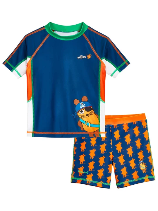 Zdjęcie produktu Playshoes 2-częściowy zestaw kąpielowy w kolorze granatowo-pomarańczowym rozmiar: 110 / 116
