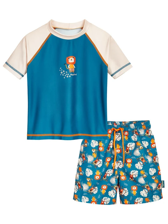 Zdjęcie produktu Playshoes 2-częściowy zestaw kąpielowy w kolorze niebiesko-kremowym ze wzorem rozmiar: 86 / 92