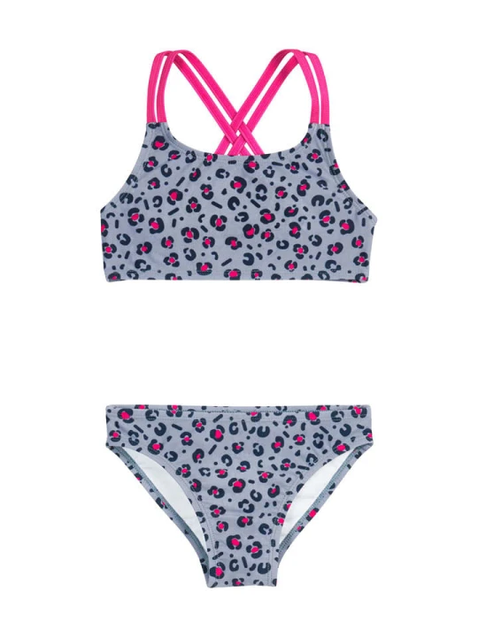 Zdjęcie produktu Playshoes Bikini "Leo-Print" w kolorze szaro-różowym rozmiar: 146/152