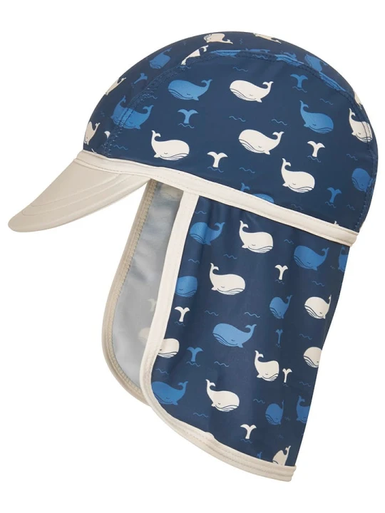 Zdjęcie produktu Playshoes Czapka "Whale" w kolorze granatowym z osłoną karku rozmiar: 53 cm