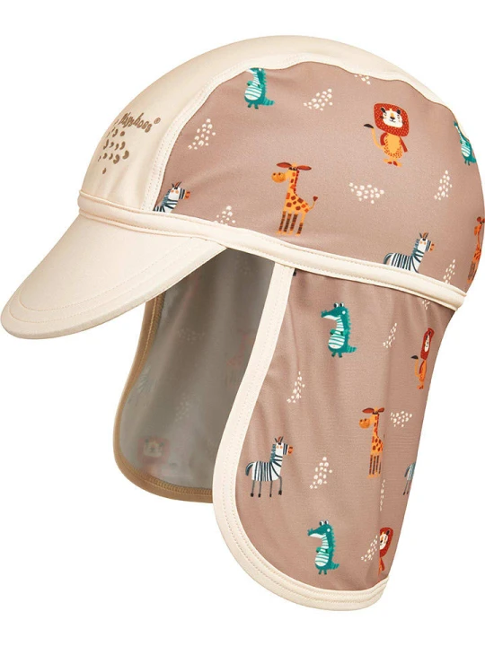 Zdjęcie produktu Playshoes Czapka w kolorze jasnobrązowo-kremowym z osłoną karku rozmiar: 53 cm