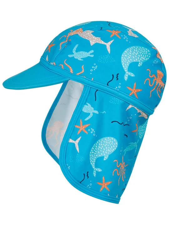 Zdjęcie produktu Playshoes Czapka w kolorze niebieskim z osłoną karku rozmiar: 51 cm