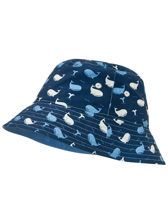 Zdjęcie produktu Playshoes Dwustronny kapelusz przeciwsłoneczny "Whale" w kolorze niebieskim rozmiar: 51 cm