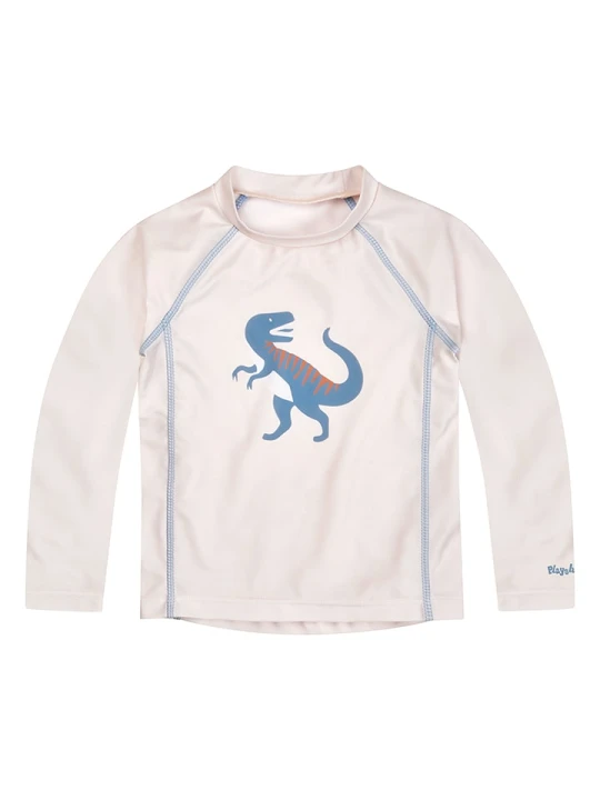 Zdjęcie produktu Playshoes Koszulka kąpielowa "Dino" w kolorze kremowym rozmiar: 98/104