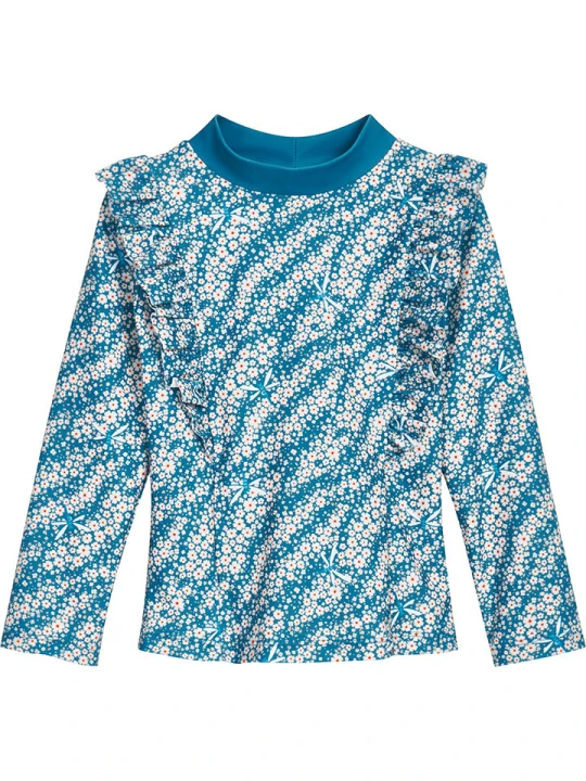 Zdjęcie produktu Playshoes Koszulka kąpielowa "Flowers" w kolorze niebieskim rozmiar: 110/116