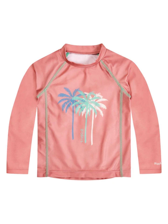 Zdjęcie produktu Playshoes Koszulka kąpielowa "Palms" w kolorze koralowym rozmiar: 146/152