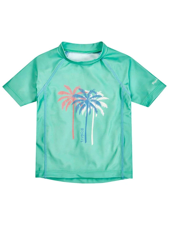 Zdjęcie produktu Playshoes Koszulka kąpielowa "Palms" w kolorze turkusowym rozmiar: 110/116