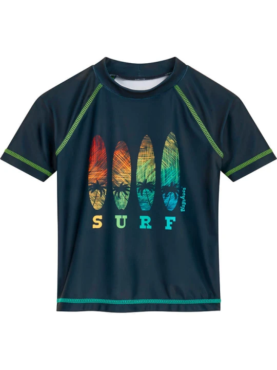 Zdjęcie produktu Playshoes Koszulka kąpielowa "Surf" w kolorze granatowym ze wzorem rozmiar: 134/140