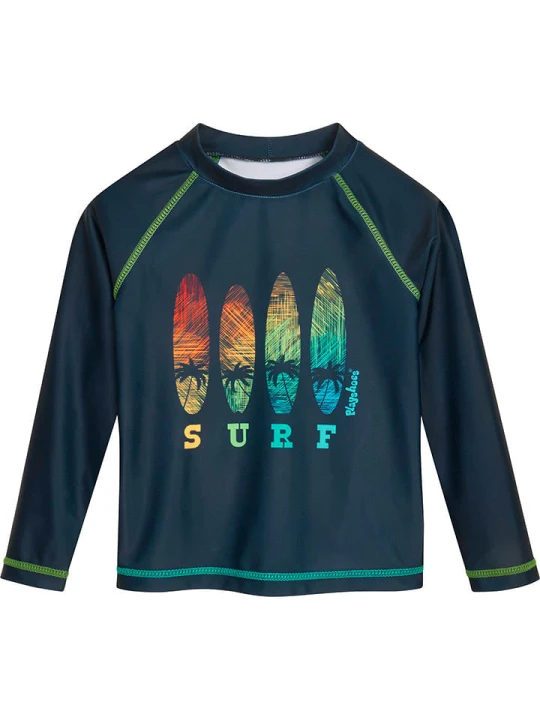 Zdjęcie produktu Playshoes Koszulka kąpielowa "Surf" w kolorze granatowym ze wzorem rozmiar: 86/92