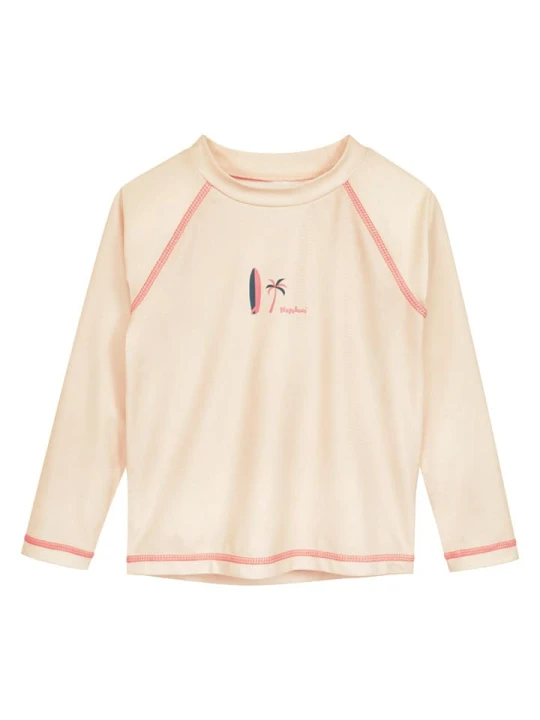 Zdjęcie produktu Playshoes Koszulka kąpielowa "Surfboard Palms" w kolorze kremowym rozmiar: 98/104