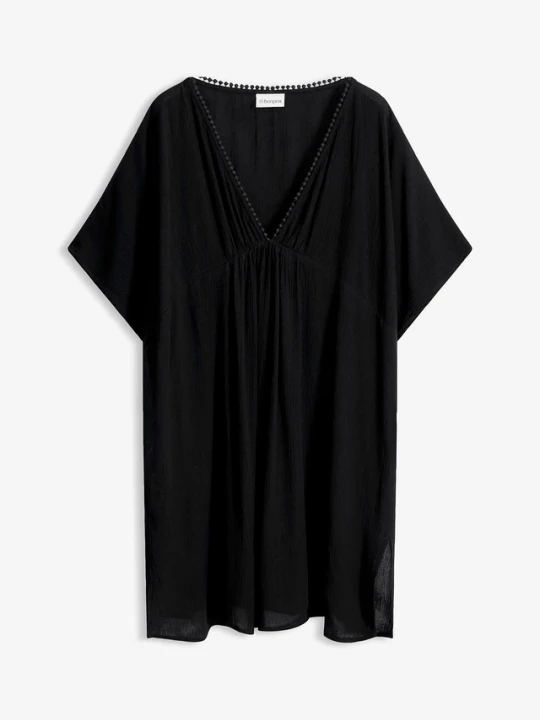 Zdjęcie produktu Plażowa tunikowa oversize z marszczonego materiału BonPrix czarny