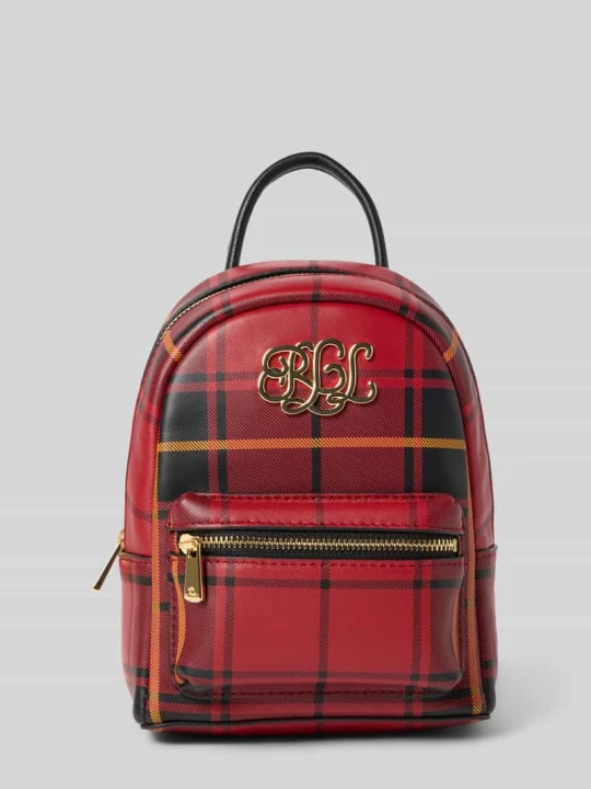 Zdjęcie produktu Plecak ze szkocką kratą i aplikacją z logo Lauren Ralph Lauren Bordowy