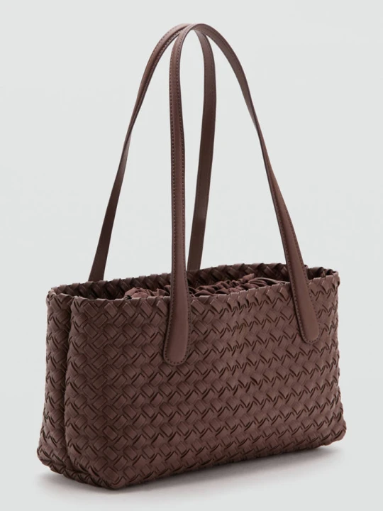 Zdjęcie produktu Pleciona torba tote brązowy - Kobieta - Rozmiar uniwersalny - MANGO