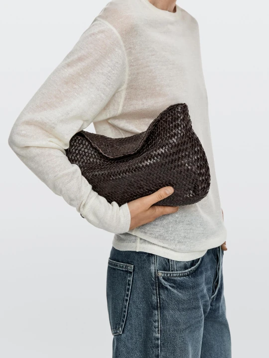 Zdjęcie produktu Pleciona Torba Ze Skóry Nappa - Brązowy - Massimo Dutti - Female