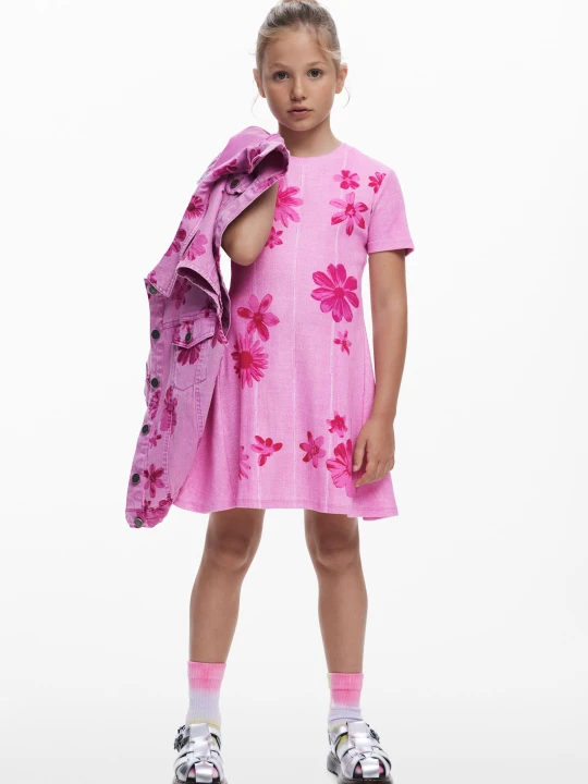 Zdjęcie produktu Sukienka w pliski w kwiaty Desigual czerwony