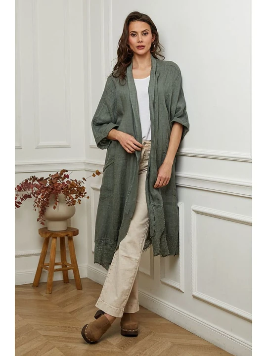 Zdjęcie produktu Plume Lniany kardigan w kolorze khaki rozmiar: XL