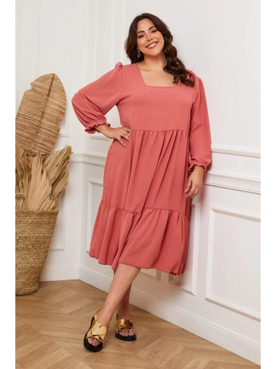 Zdjęcie produktu Plus Size Company Sukienka "Arnis" w kolorze jasnoróżowym rozmiar: 42