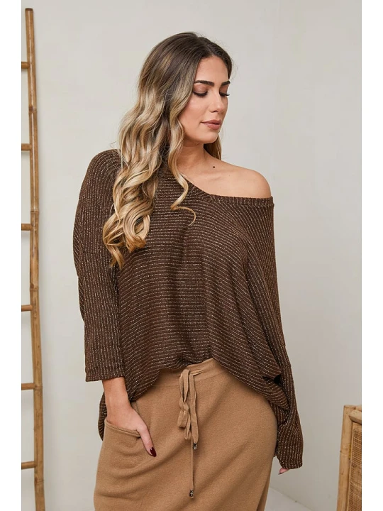 Zdjęcie produktu Plus Size Company Sweter "Daliah" w kolorze brązowym rozmiar: 50