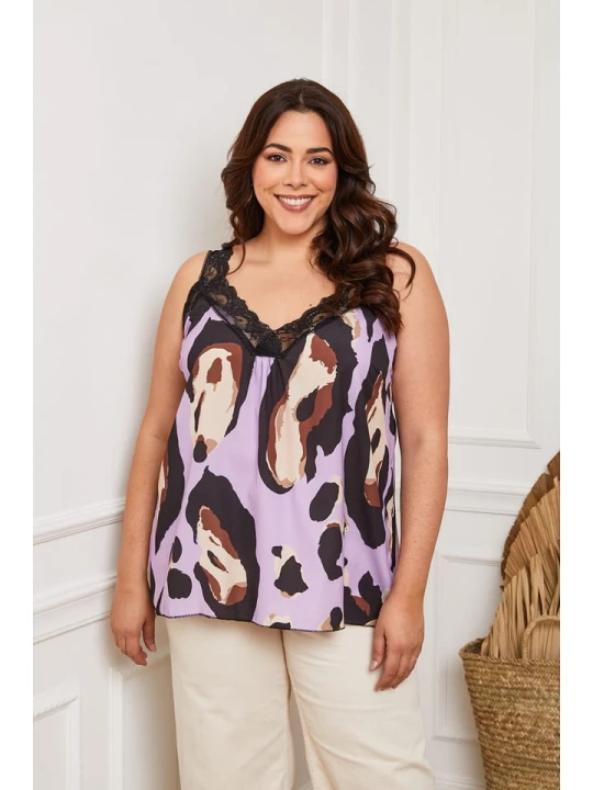 Zdjęcie produktu Plus Size Company Top "Fionas" w kolorze fioletowo-czarnym rozmiar: 38