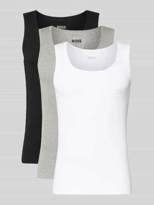 Zdjęcie produktu Podkoszulka o kroju slim fit z czystej bawełny w zestaw 3 szt. model 'ONE' Boss Biały