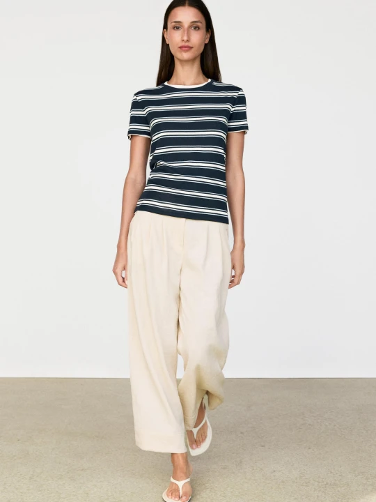 Zdjęcie produktu Podwójna Koszulka W Paski Z Krótkim Rękawem - Niebieski - Massimo Dutti - Female