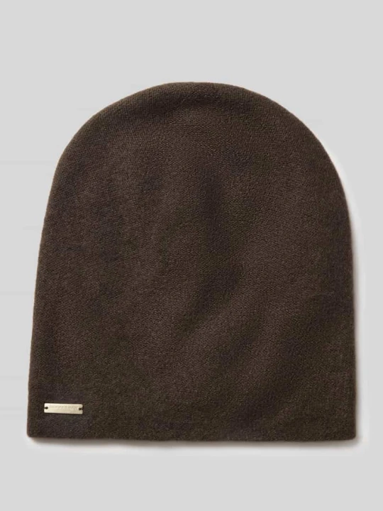 Zdjęcie produktu Podwójnie dziana czapka beanie z czystego kaszmiru Seeberger Ciemnobrązowy