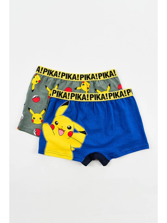 Zdjęcie produktu Pokémon Bokserki (2 pary) "Pokemon" w kolorze szaro-niebieskim rozmiar: 104/110