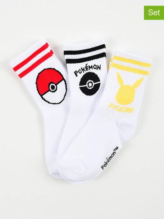 Zdjęcie produktu Pokémon Skarpety (3 pary) "Pokemon" w kolorze białym rozmiar: 23-26
