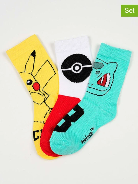 Zdjęcie produktu Pokémon Skarpety (3 pary) "Pokemon" w różnych kolorach rozmiar: 23-26