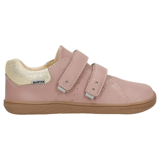 Zdjęcie produktu Różowe półbuty barefoot dla dziewczynki ze złotym zapietkiem Bartek 86003-55