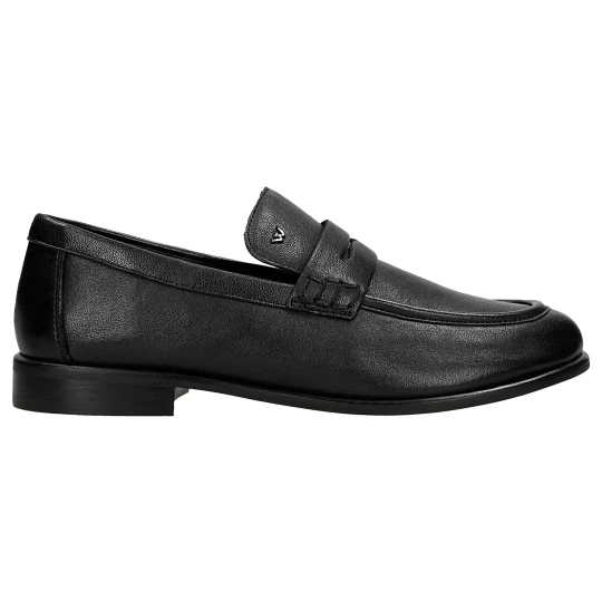Zdjęcie produktu Czarne eleganckie mokasyny damskie z szerokim czubkiem 46413-51 Wojas