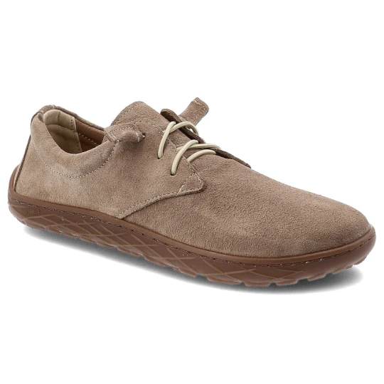 Zdjęcie produktu Półbuty damskie barefoot Armodo, cholewka ze skóry naturalnej o miękkiej matowej strukturze klasyczne sznurowanie zapewniające dobre dopasowanie oraz beżowy