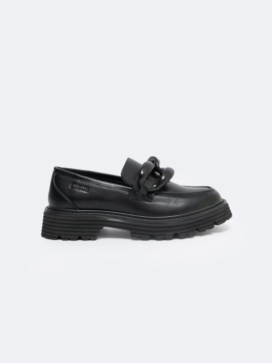 Zdjęcie produktu mokasyny damskie loafersy z ozdobnym łańcuchem czarne ll274580 906 Big Star