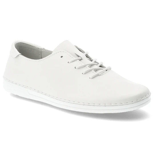 Zdjęcie produktu Półbuty damskie S.Barski, ze skóry naturalnej licowej minimalistyczny design sznurowanie lekka podeszwa casual, białe, LR61-645