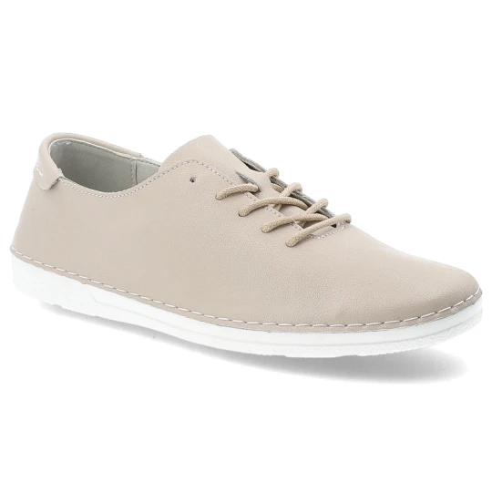 Zdjęcie produktu Półbuty damskie S.Barski, ze skóry naturalnej minimalistyczna cholewka sznurowane elastyczna lekka podeszwa casual komfortowe, beżowe, LR61-645