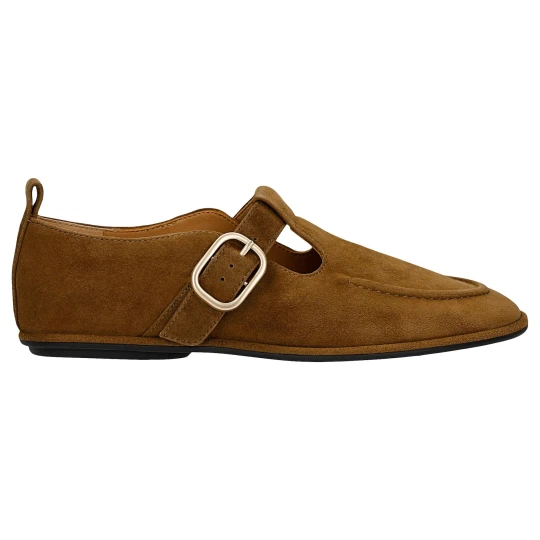 Zdjęcie produktu Brązowe loafersy damskie z weluru 46396-63 Wojas
