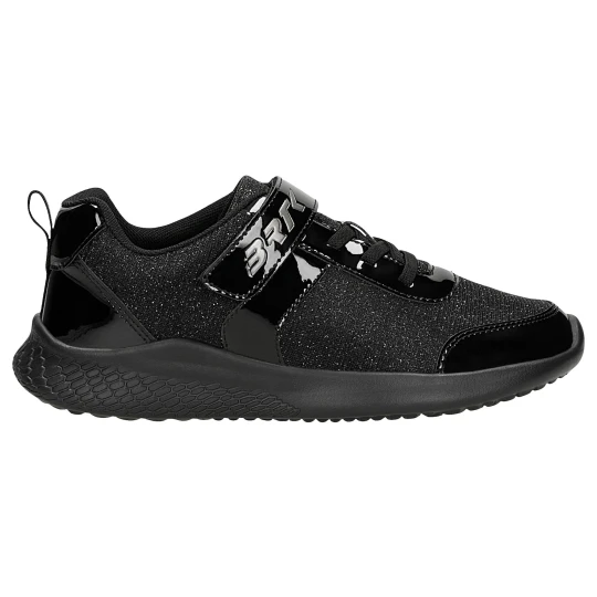 Zdjęcie produktu Czarne sneakersy z brokatowym materialem i lakierowanymi wstawkami Bartek 87004-10