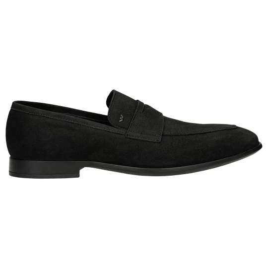 Zdjęcie produktu Czarne loafersy męskie z nubuku 10196-21 Wojas
