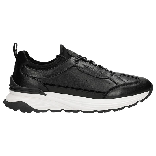 Zdjęcie produktu Czarne skórzane sneakersy męskie z biała podeszwa 10242-51 Wojas