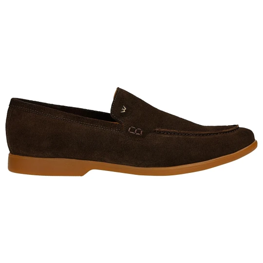 Zdjęcie produktu Brązowe loafersy męskie z dwoiny welurowej 10257-62 Wojas