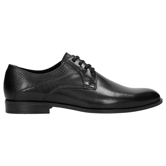 Zdjęcie produktu Czarne eleganckie półbuty męskie ze skóry licowej 10285-51 Wojas