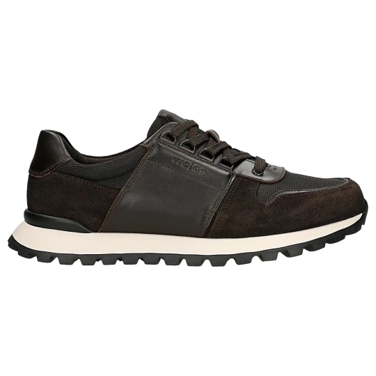 Zdjęcie produktu Brązowe sneakersy męskie z łączonych skór i materiału 10299-82 Wojas