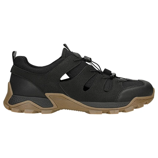 Zdjęcie produktu Czarne sneakersy z wycieciami na brązowej podeszwie relaks r 34210-11
