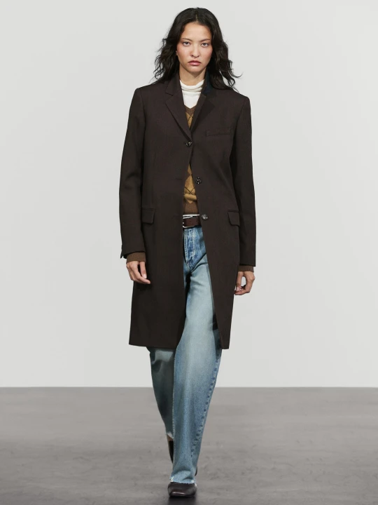 Zdjęcie produktu Półdługi Płaszcz Ze 100% Wełny - Popielaty Brąz - Massimo Dutti - Female