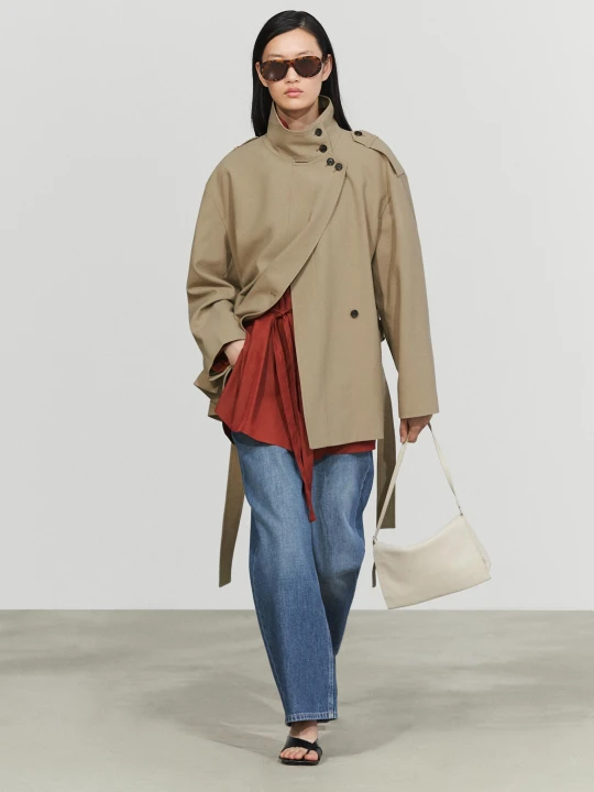 Zdjęcie produktu Półdługi Trencz Z Paskiem - Beżowy - Massimo Dutti - Female