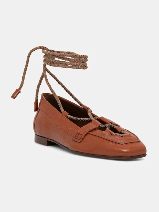 Zdjęcie produktu Pollini baleriny skórzane brązowy