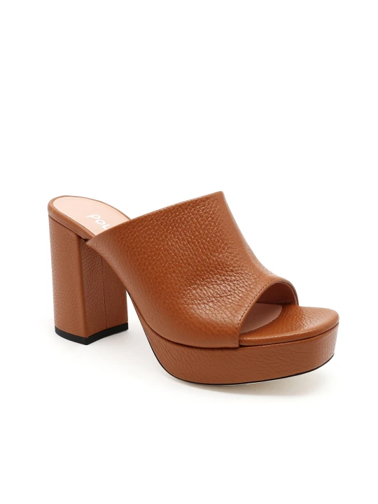 Zdjęcie produktu Pollini Skórzane klapki brązowy
